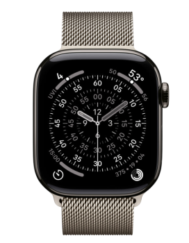 Apple Watch Series 11, 42 mm, Slate Titanium GPS+Cellular, Natural Milanese Loop